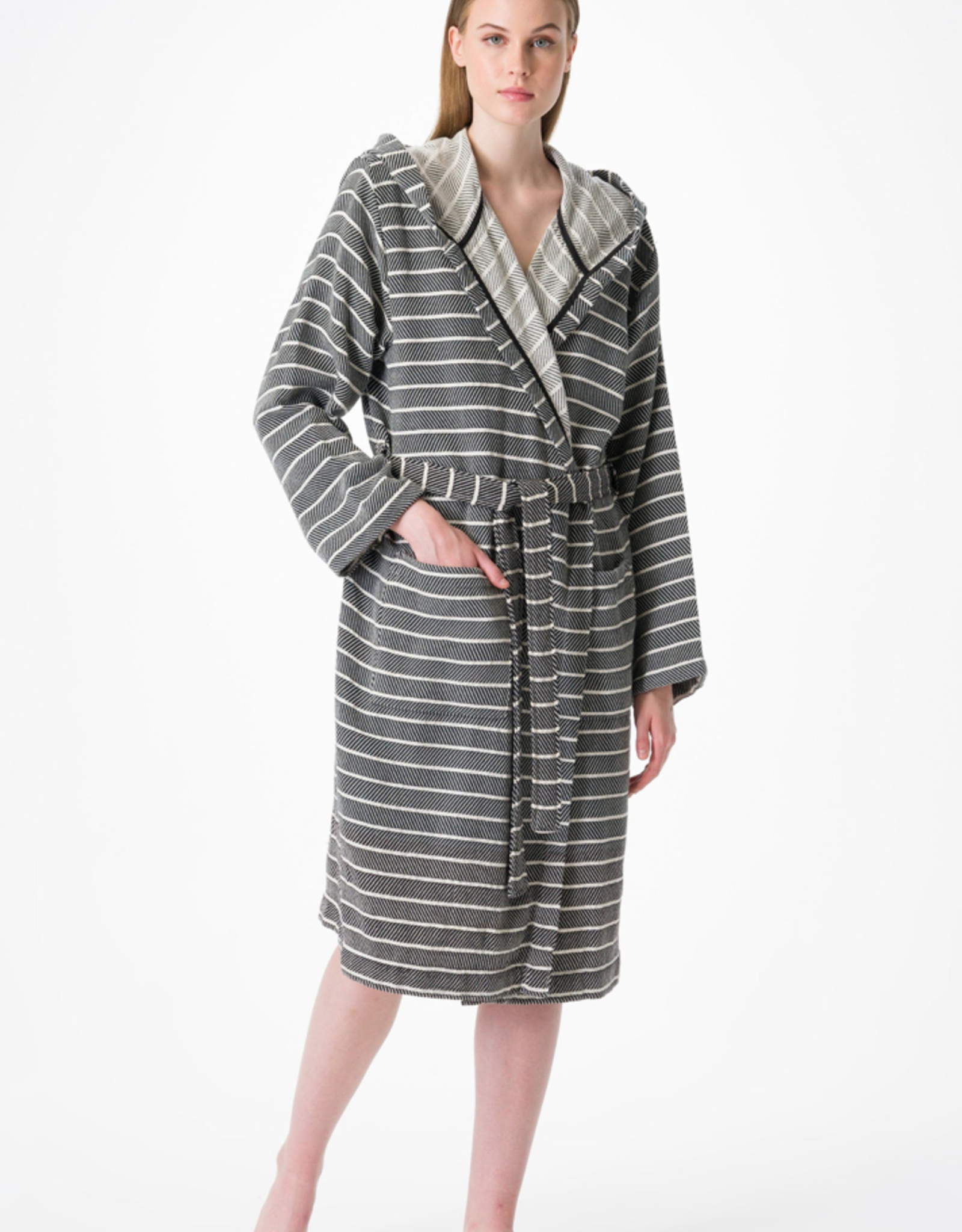 Cloud Soft Turkish Towel Robe - Black - S/M