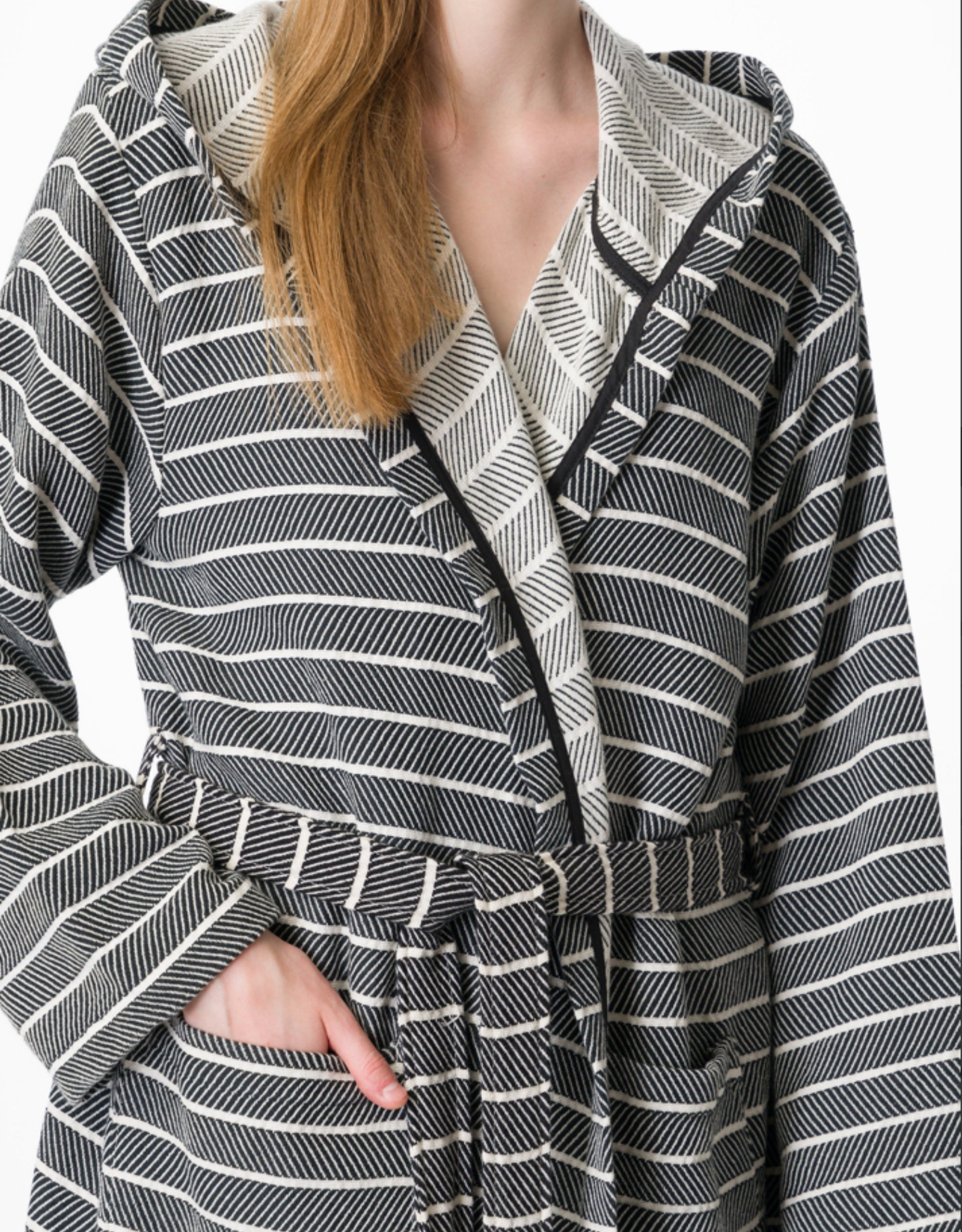 Cloud Soft Turkish Towel Robe - Black - S/M