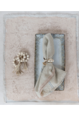 Natural Wood Bead Napkin Rings with Raffia Tassel, S/4