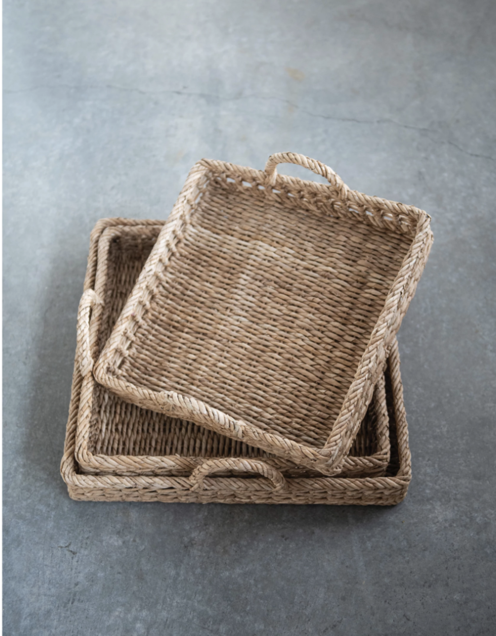 Decorative Hand-Woven Tray with Handles