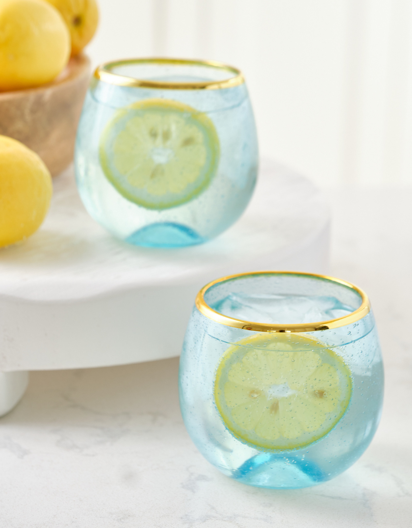 Aqua Bubble Stemless Wine Glass