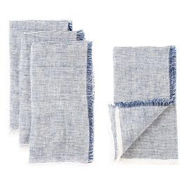 Linen Napkins- Blue Stripe  S/4