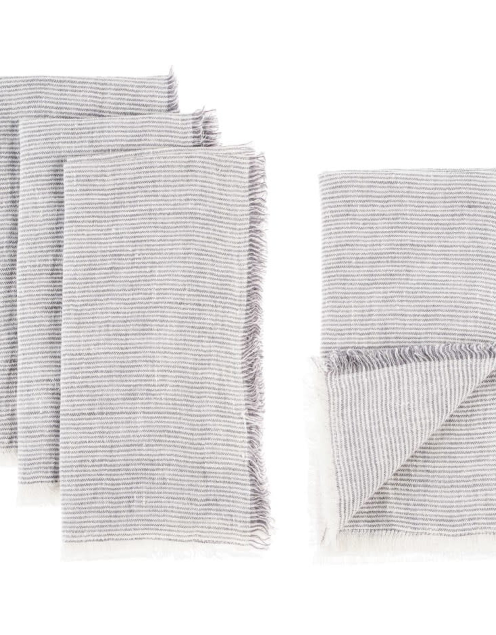 Linen Napkins- Grey Stripe  S/4