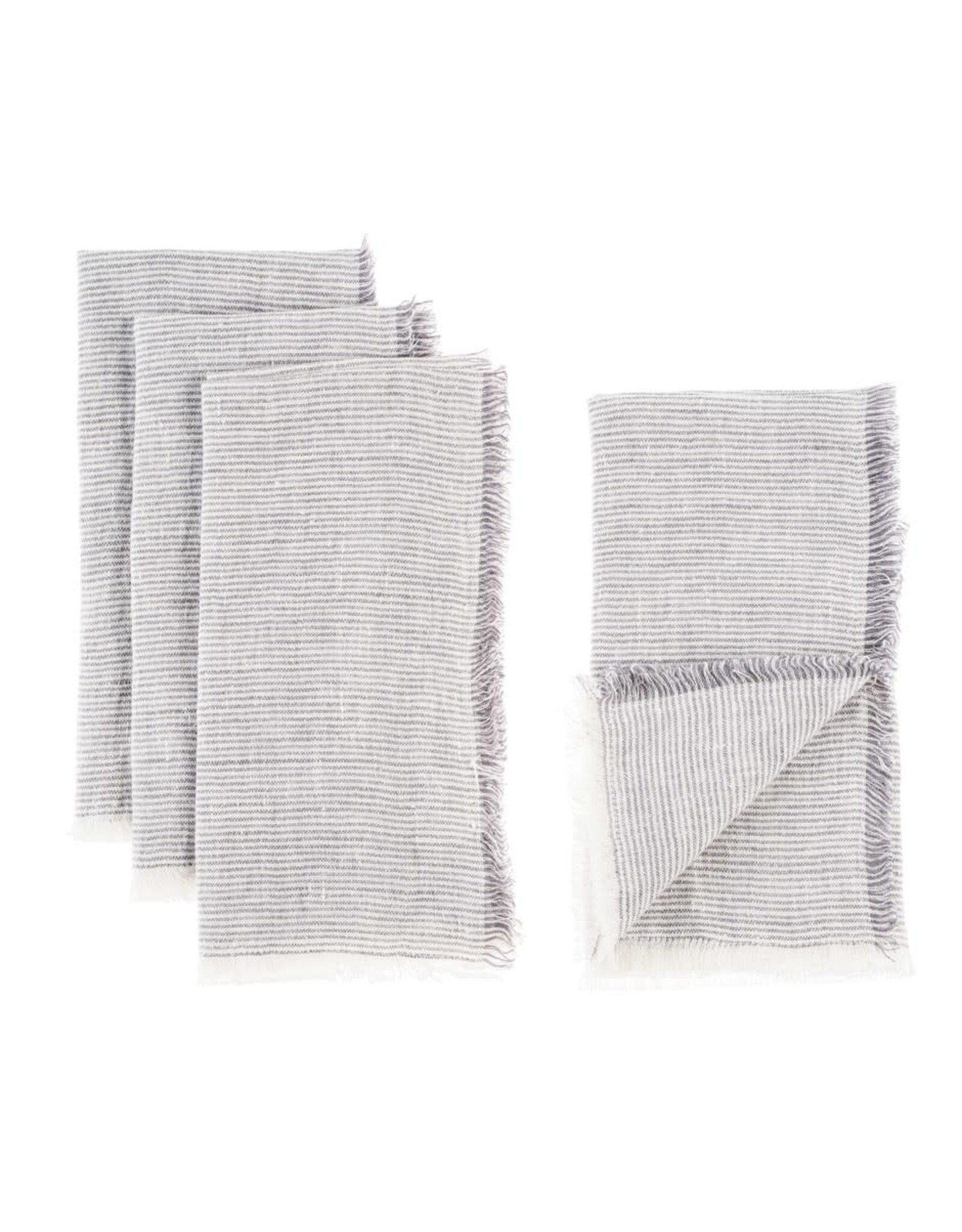 Linen Napkins- Grey Stripe  S/4