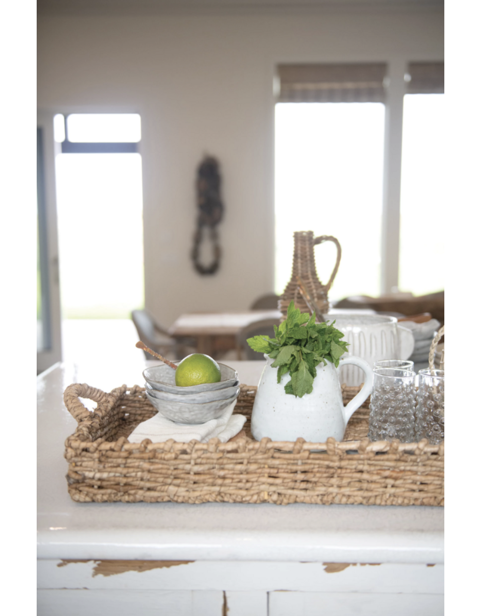 Rectangular Sea Grass Tray with Handles