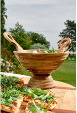 Mango Wood Ridged Footed Bowl