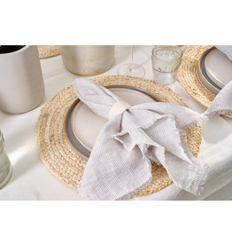Linen Napkins- Grey Stripe  S/4