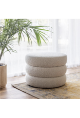 Fiel Small Ottoman, Off White Boucle