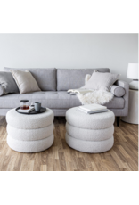 Fiel Small Ottoman, Off White Boucle