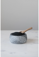 Granite Bowl with Carved Wood Spoon, Set of 2