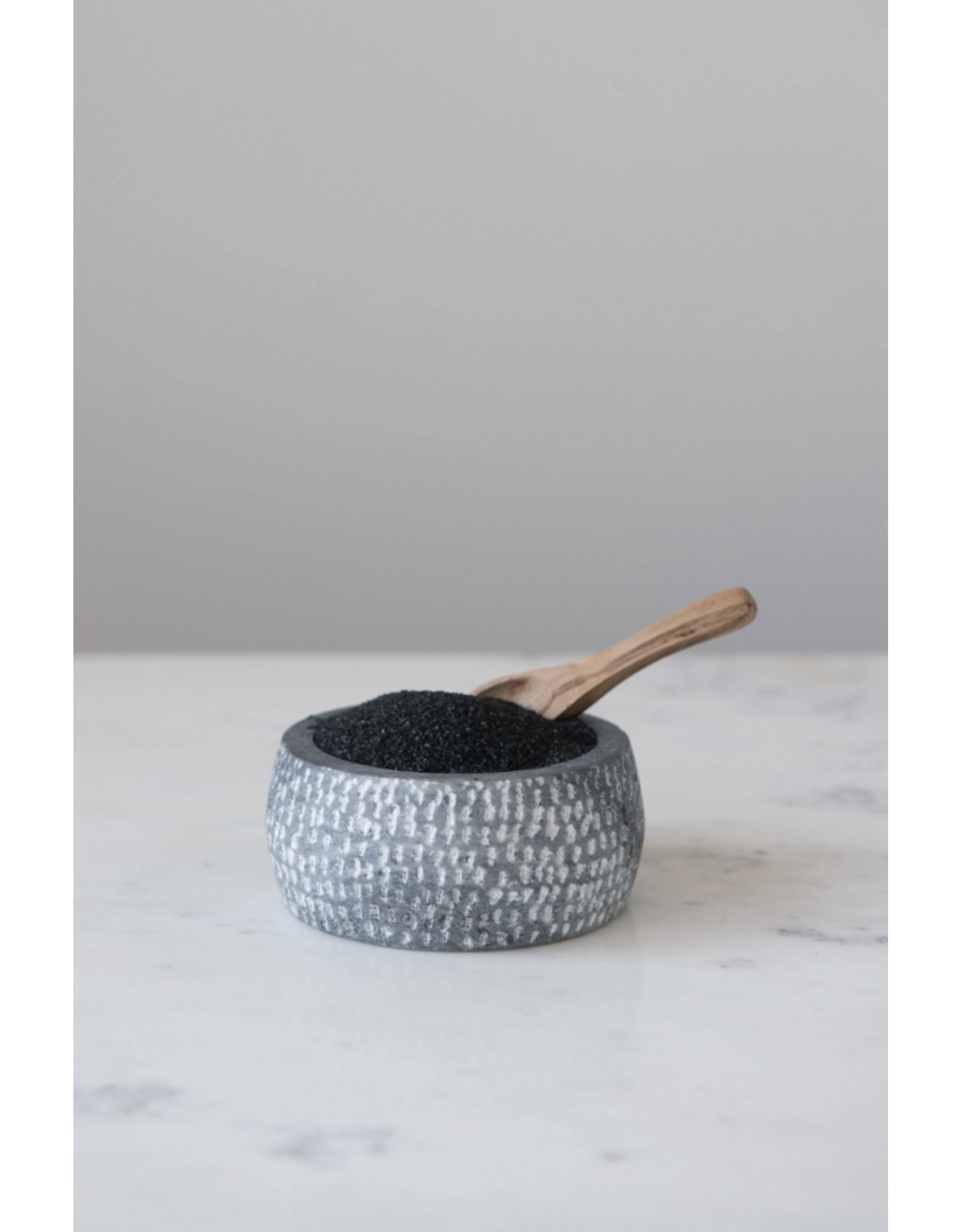 Granite Bowl with Carved Wood Spoon, Set of 2