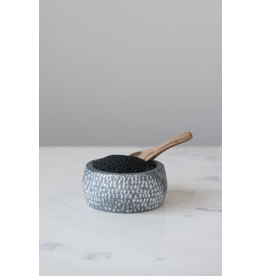 Granite Bowl with Carved Wood Spoon, Set of 2