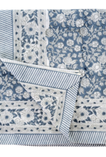 Primrose Block Print Tablecloth, Grey Blue 90x60