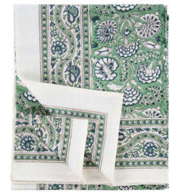 Posie Block Print Tablecloth, Green 104x60