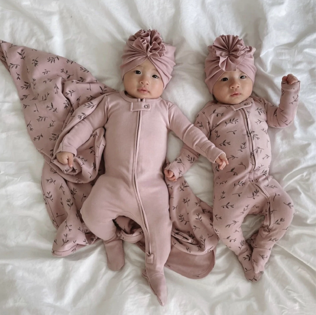 Organic Zipper Footie in Blossom Flower Shoppe Jessica Velikovsky