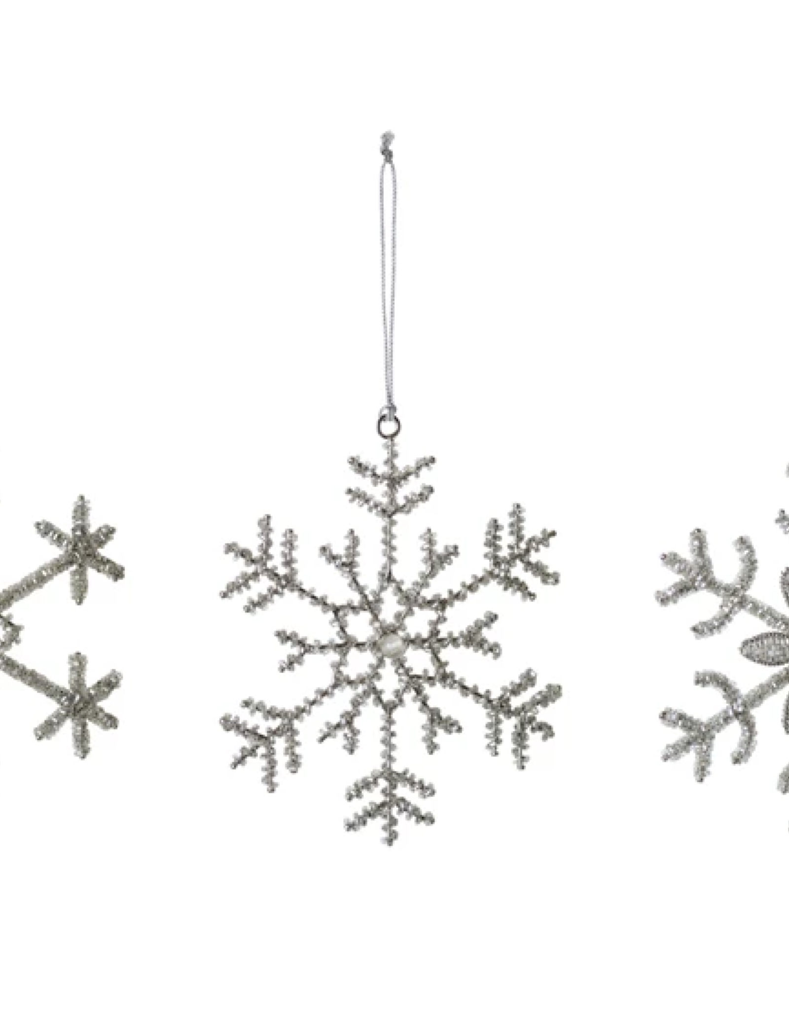 Glass Bead & Jewel Snowflake Ornament, 3 Styles