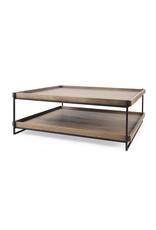 Trey Brown Wood and Black Iron Coffee Table