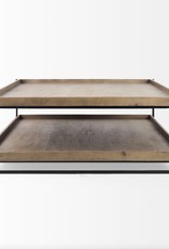 Trey Brown Wood and Black Iron Coffee Table
