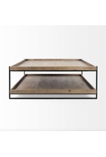 Trey Brown Wood and Black Iron Coffee Table