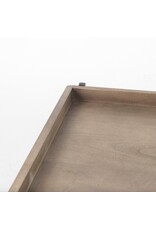 Trey Brown Wood and Black Iron Coffee Table