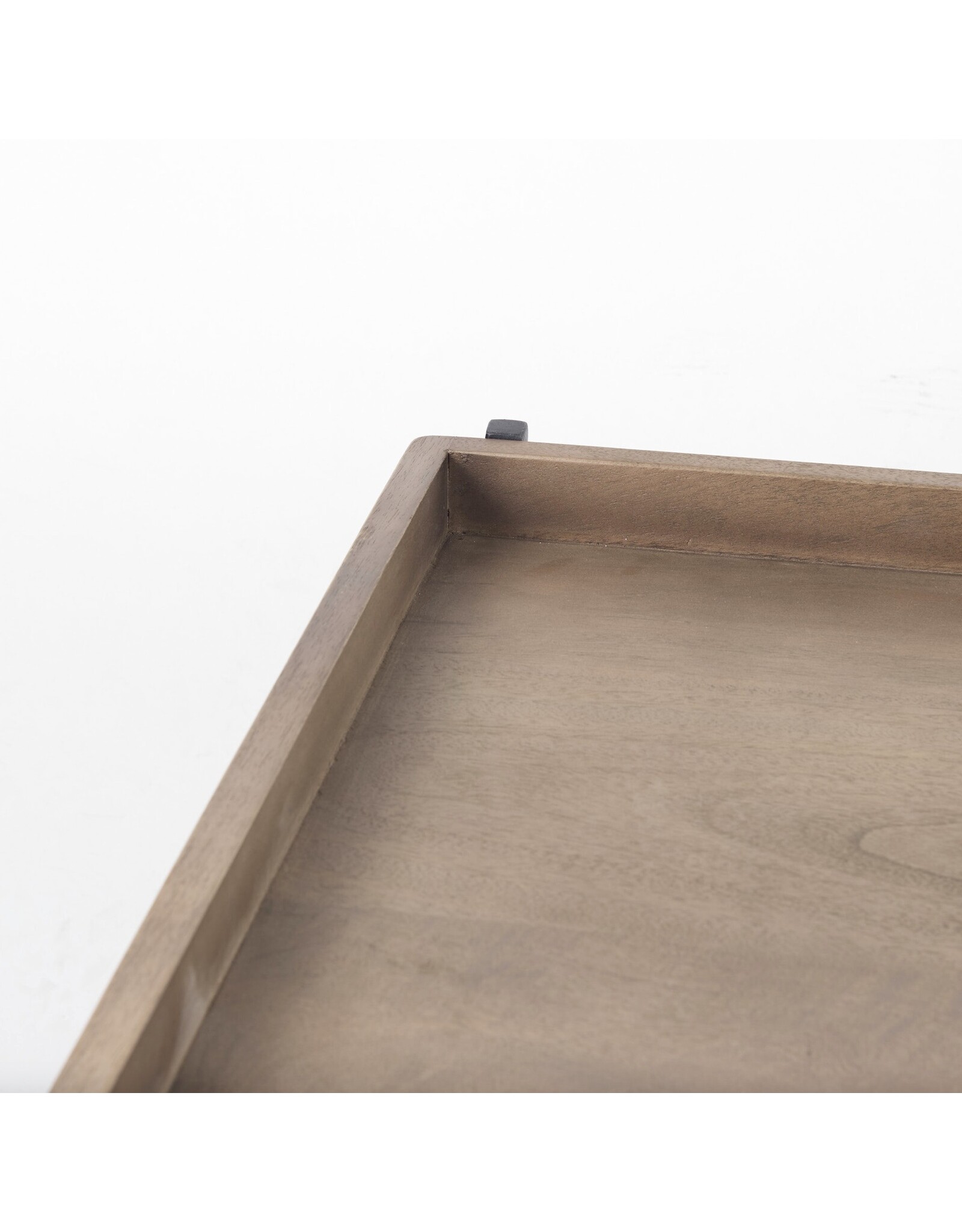 Trey Brown Wood and Black Iron Coffee Table