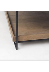Trey Brown Wood and Black Iron Coffee Table