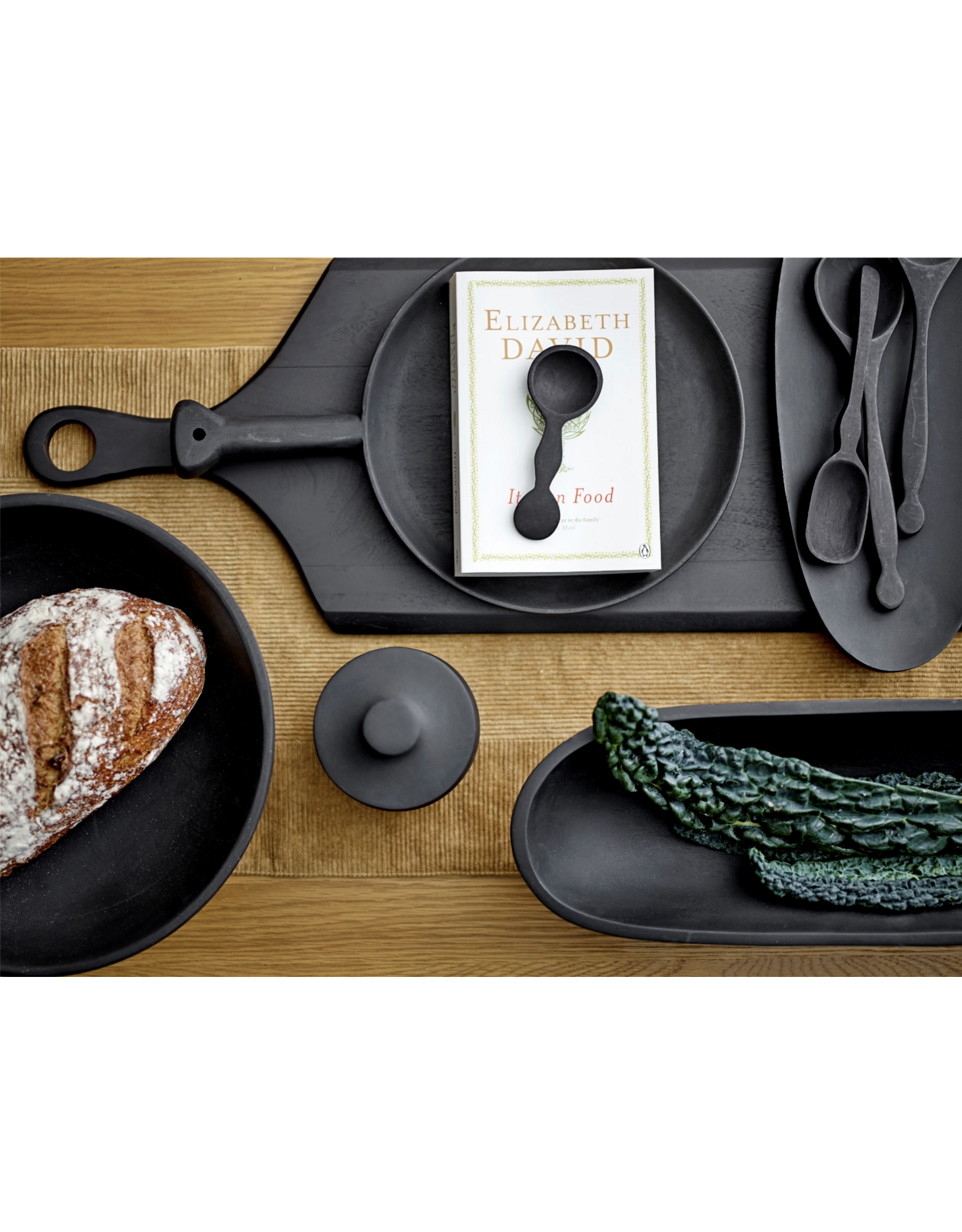Black Mango Wood Footed Tray