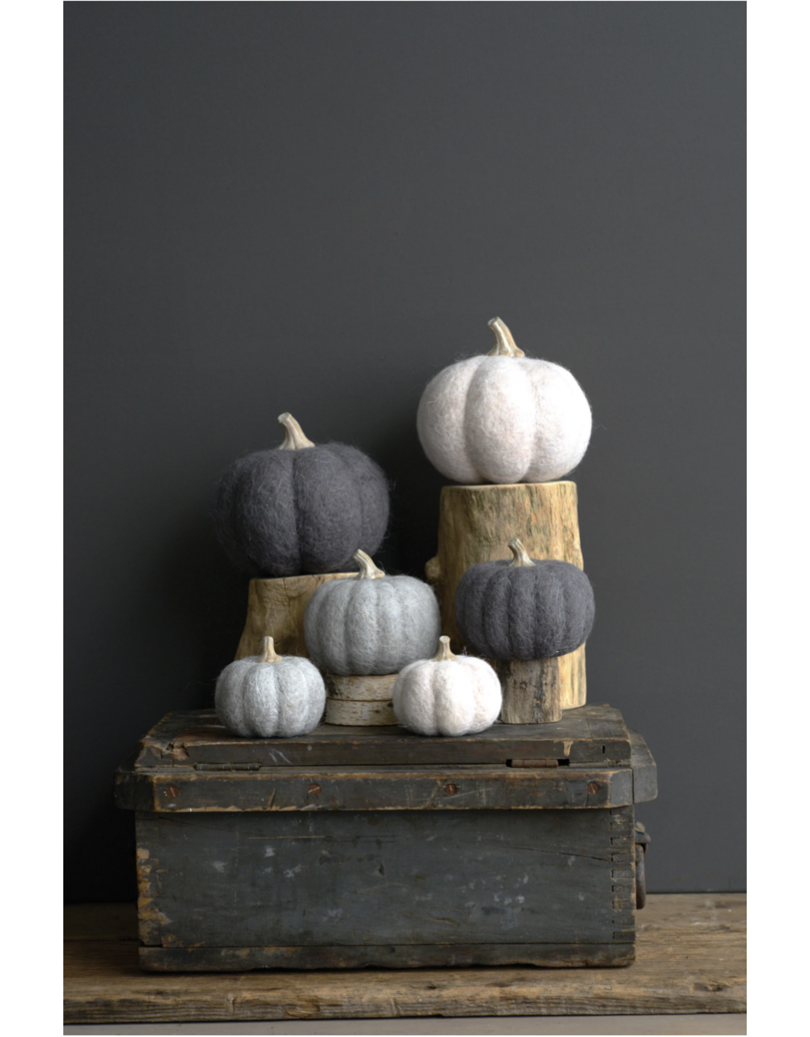 5 1/2" Grey Felt Pumpkin