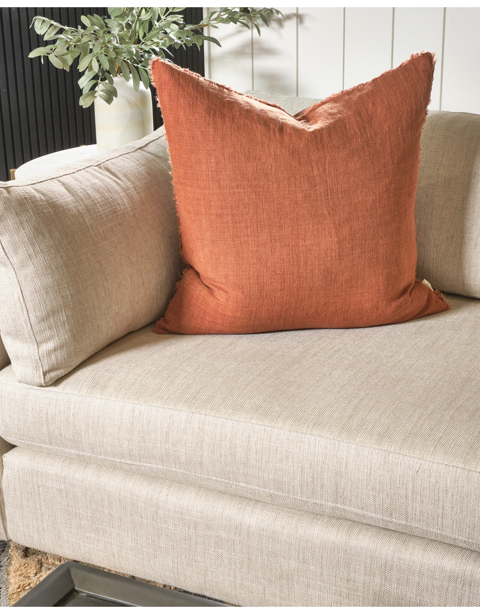 Lina Linen Pillow, Burnt Umber 24x24