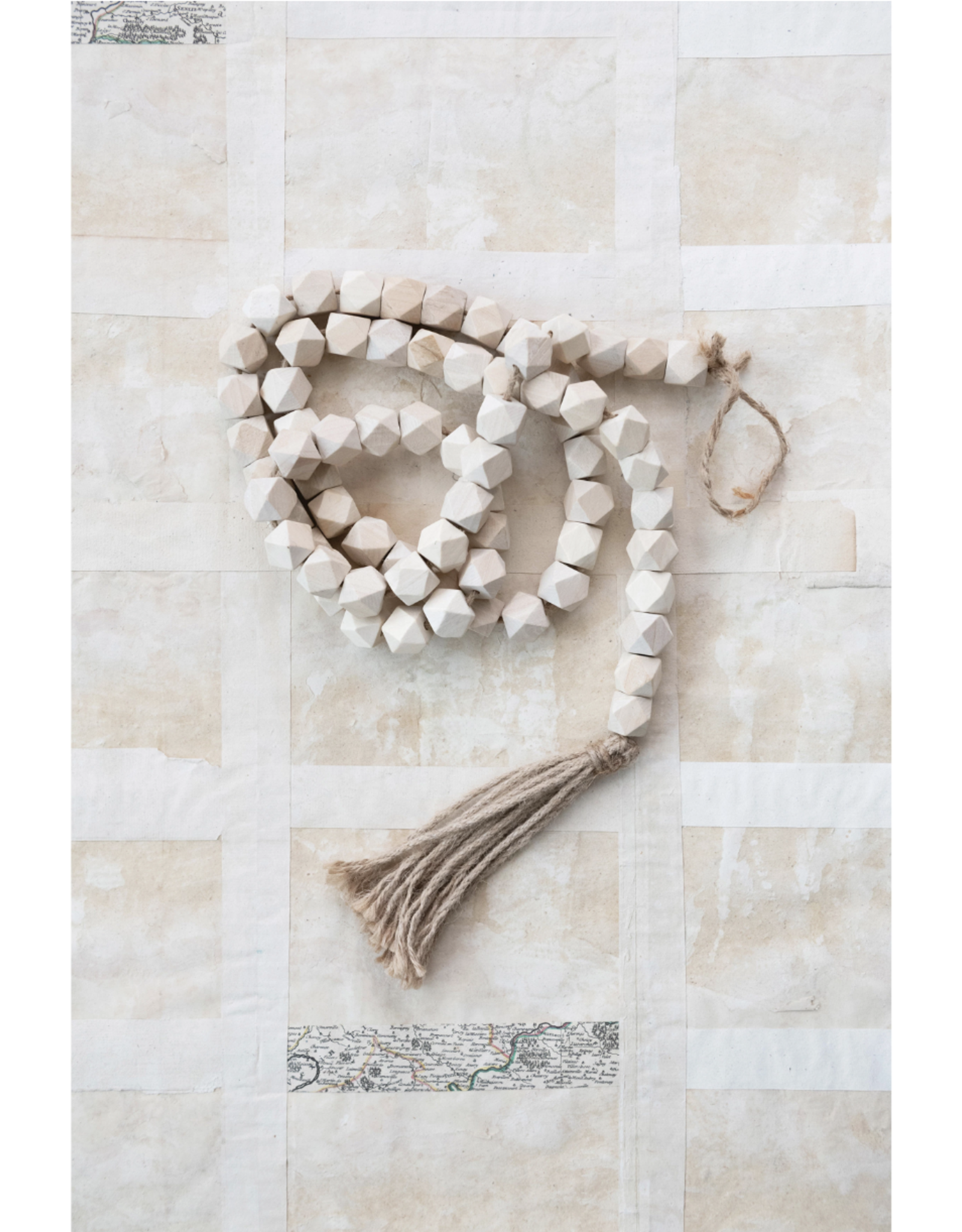 Tasselled Wood Bead Garland - Natural