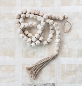 Tasselled Wood Bead Garland - Natural