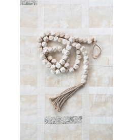 Tasselled Wood Bead Garland - Natural