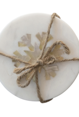Marble Coaster with Mother of Pearl Snowflake Inlay S/4