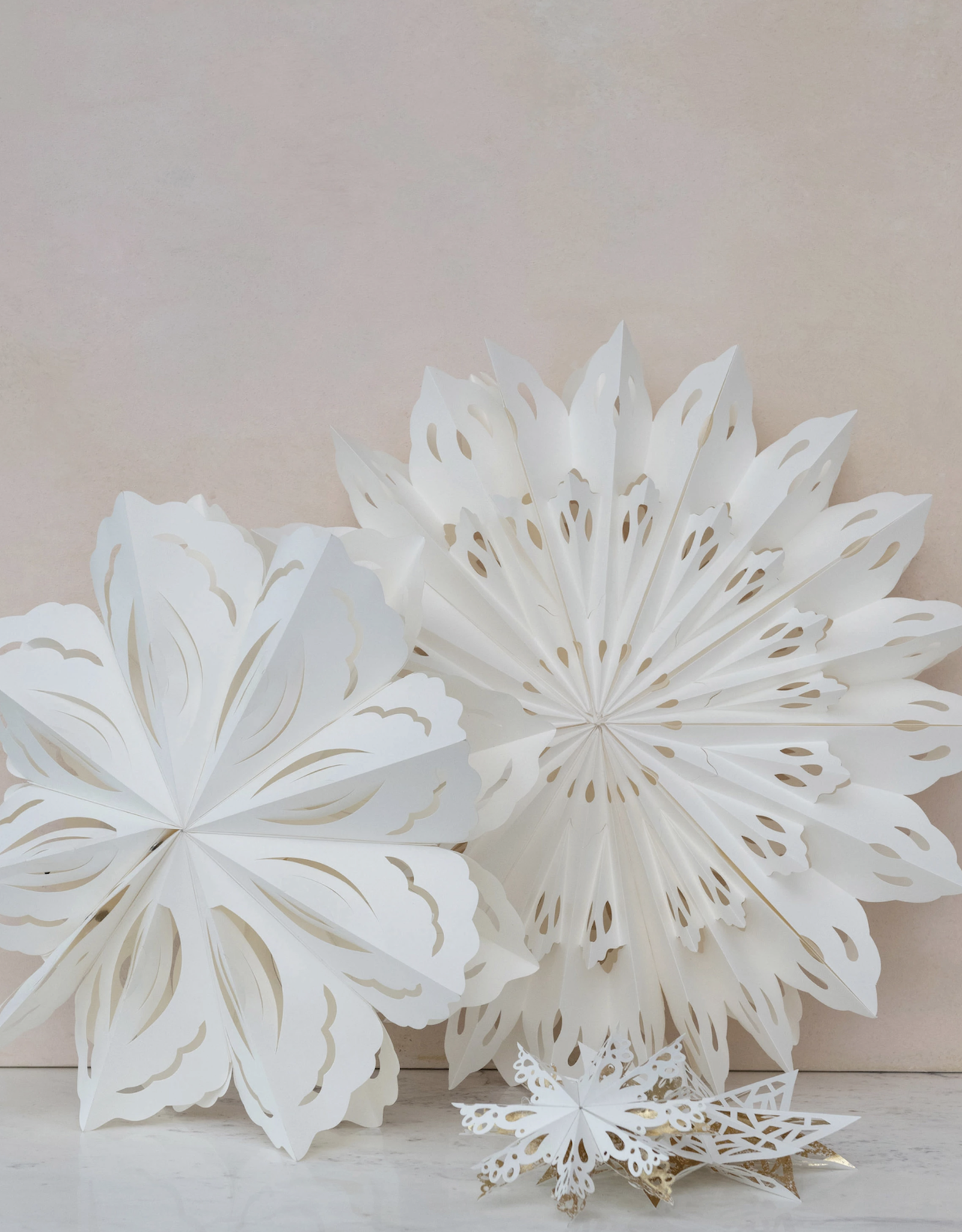 25"H Paper Snowflake Ornament, White
