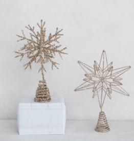 Metal and Mica Snowflake Tree Topper, Champagne Finish
