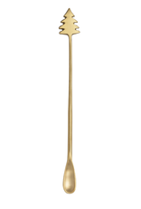 9"L Brass Cocktail Spoon with Christmas Tree Handle