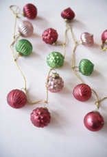 Embossed Mercury Glass Ball Ornament Garland - Red/Green