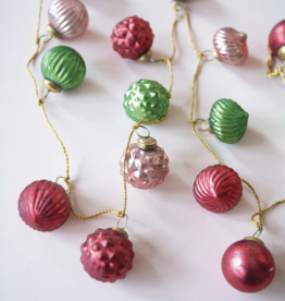Embossed Mercury Glass Ball Ornament Garland - Red/Green