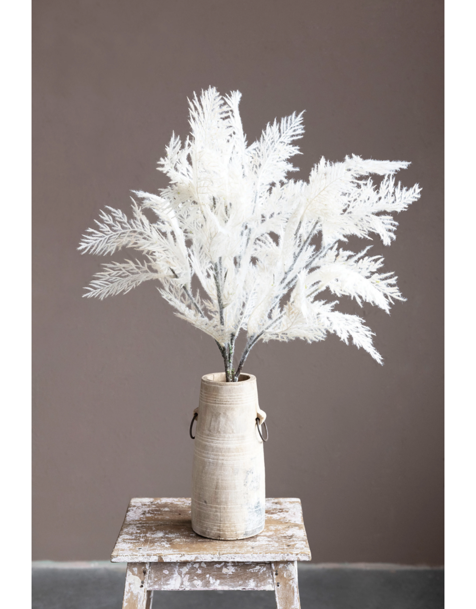 Flocked Faux Reed Plume, White