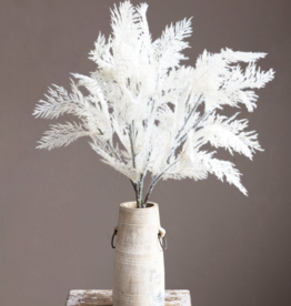 Flocked Faux Reed Plume, White