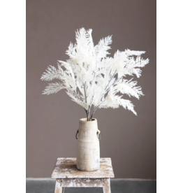Flocked Faux Reed Plume, White