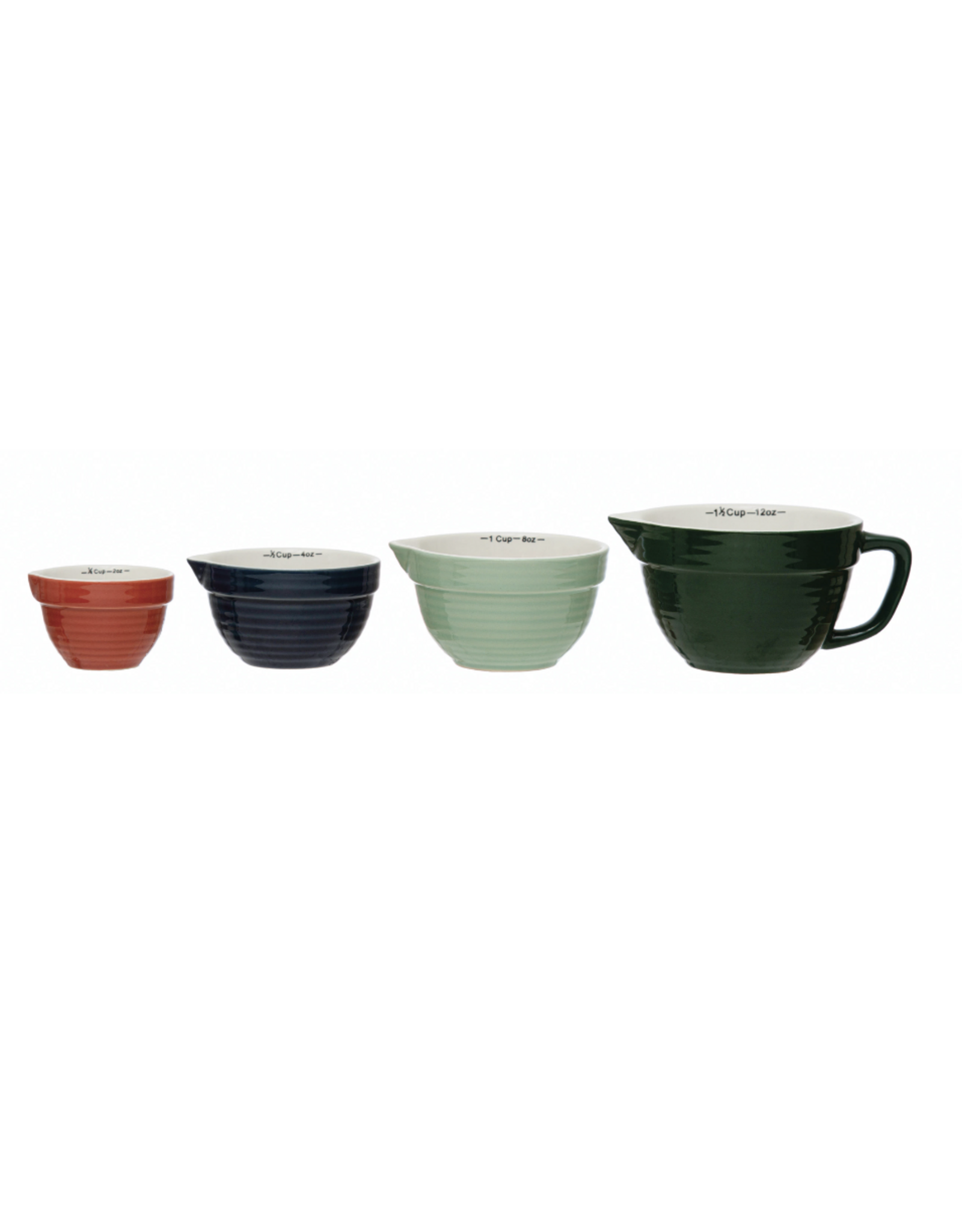 Stoneware Batter Bowl Measuring Cups, Multi Color, S/4