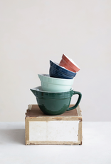 Stoneware Batter Bowl Measuring Cups, Multi Color, S/4