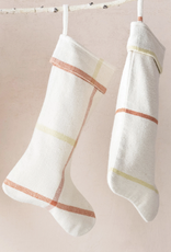 20"H Cotton Flannel Stocking, Cream, Sienna and Celery Color, 2 Styles