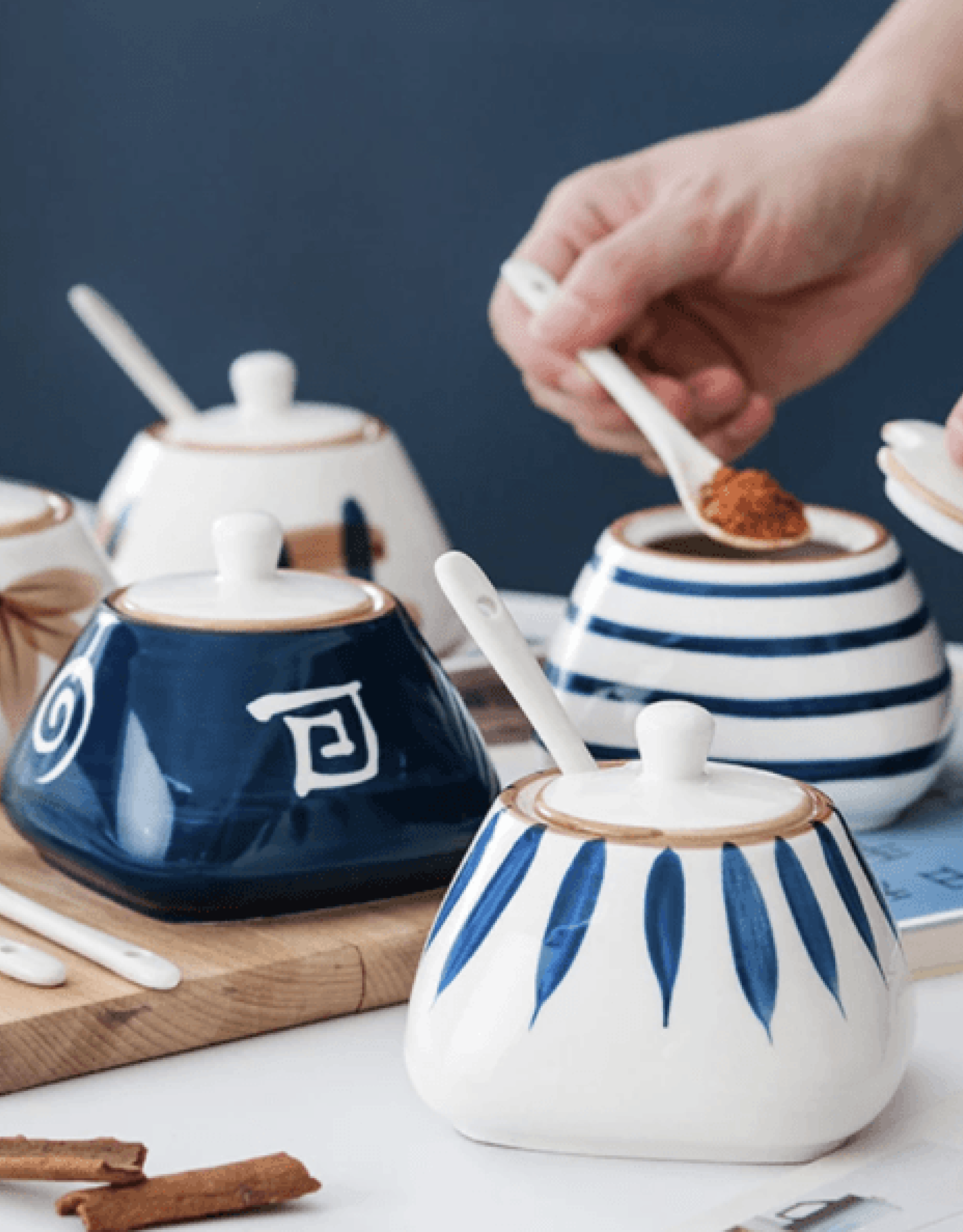 Japanese Hand-painted Ceramic Spice Jar