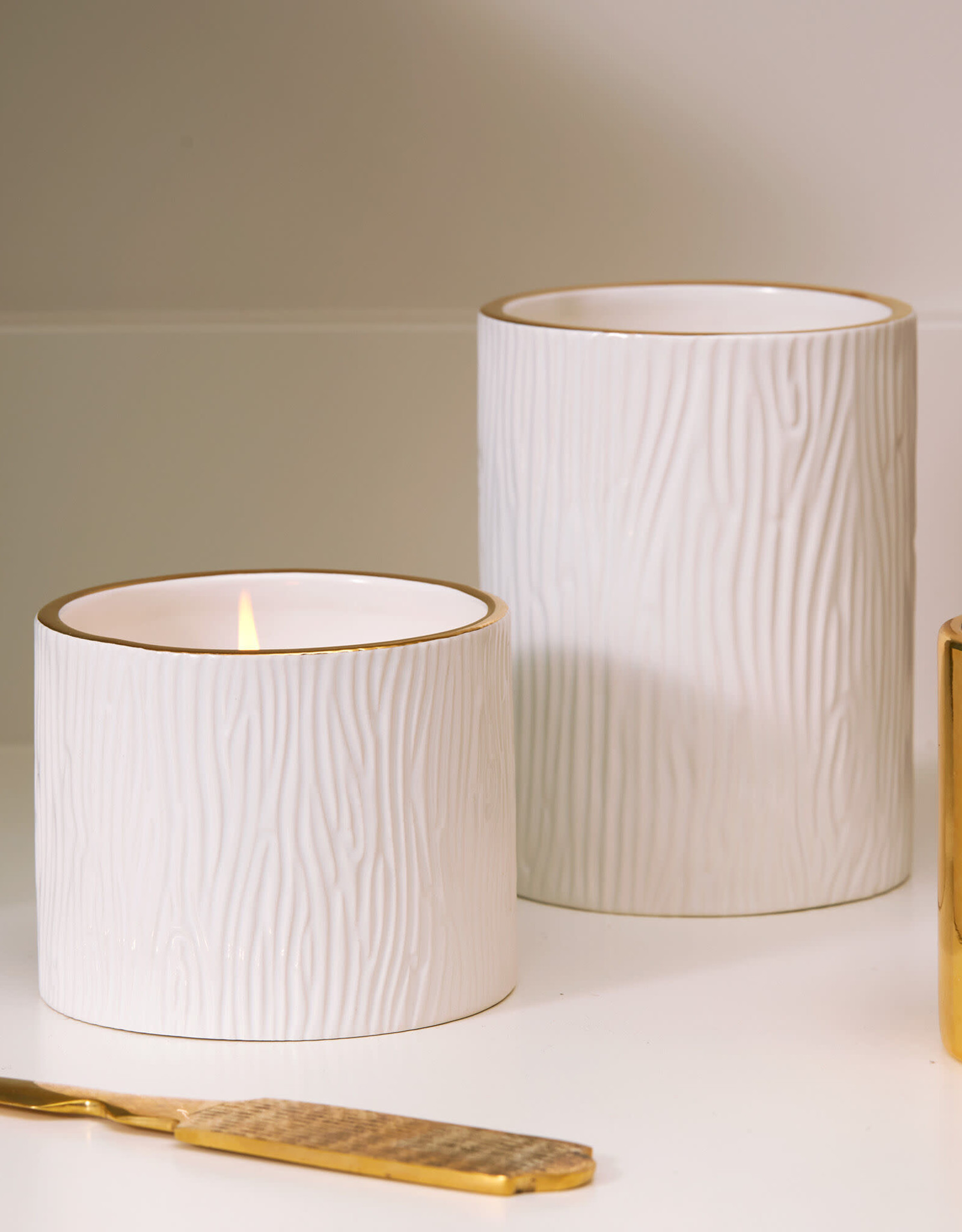 Thymes Frasier Fir Gilded Ceramic Candle - Medium