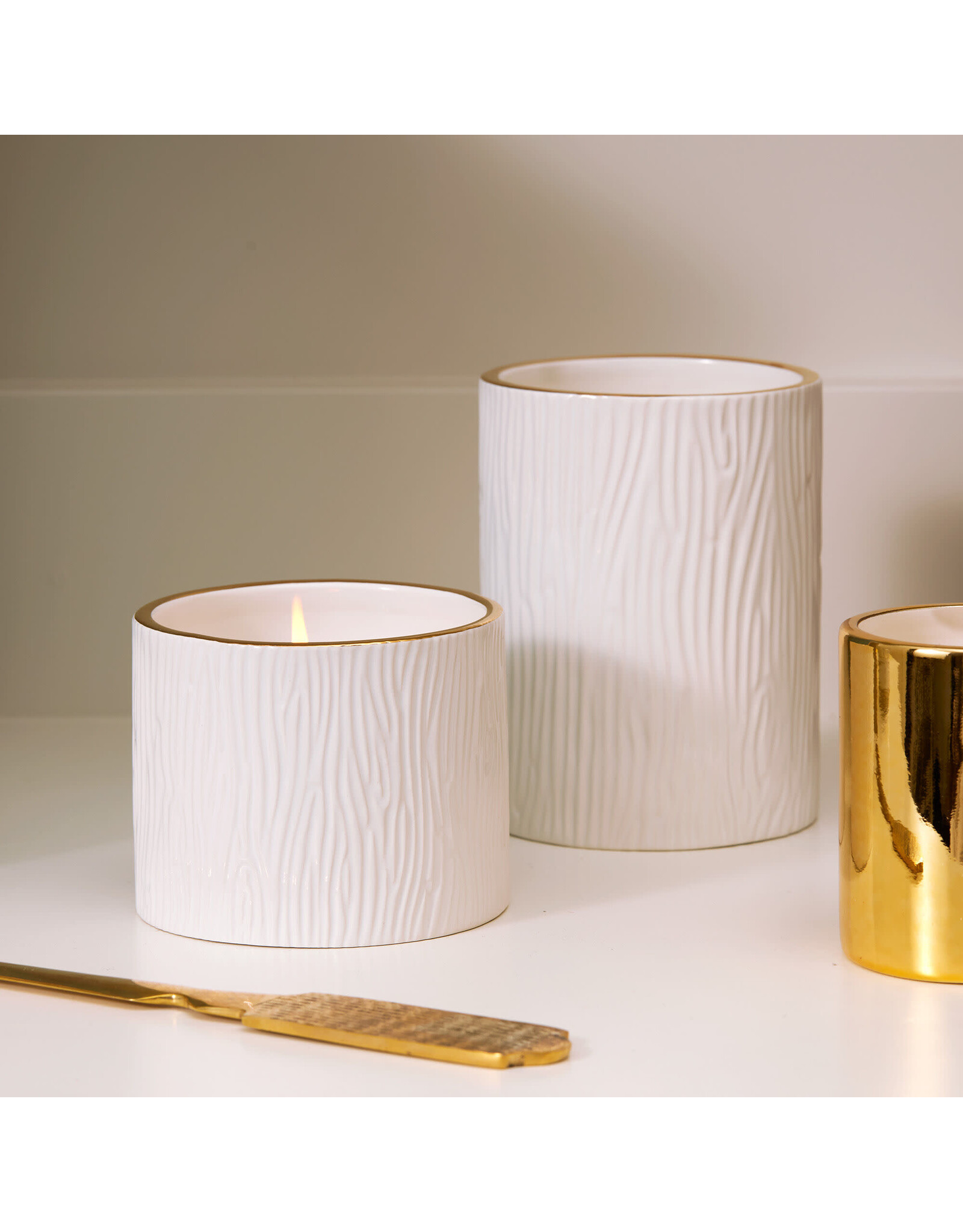 Thymes Frasier Fir Gilded Ceramic Candle - Medium