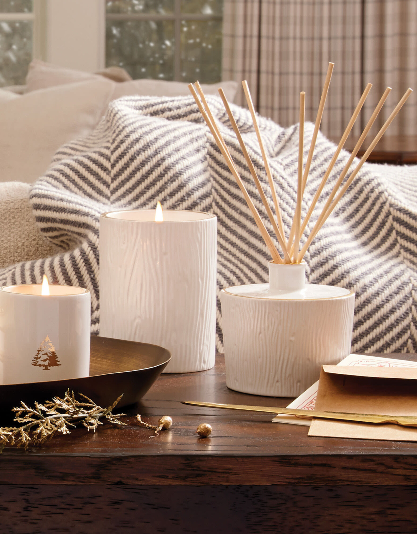 Thymes Frasier Fir Gilded Ceramic Candle - Medium