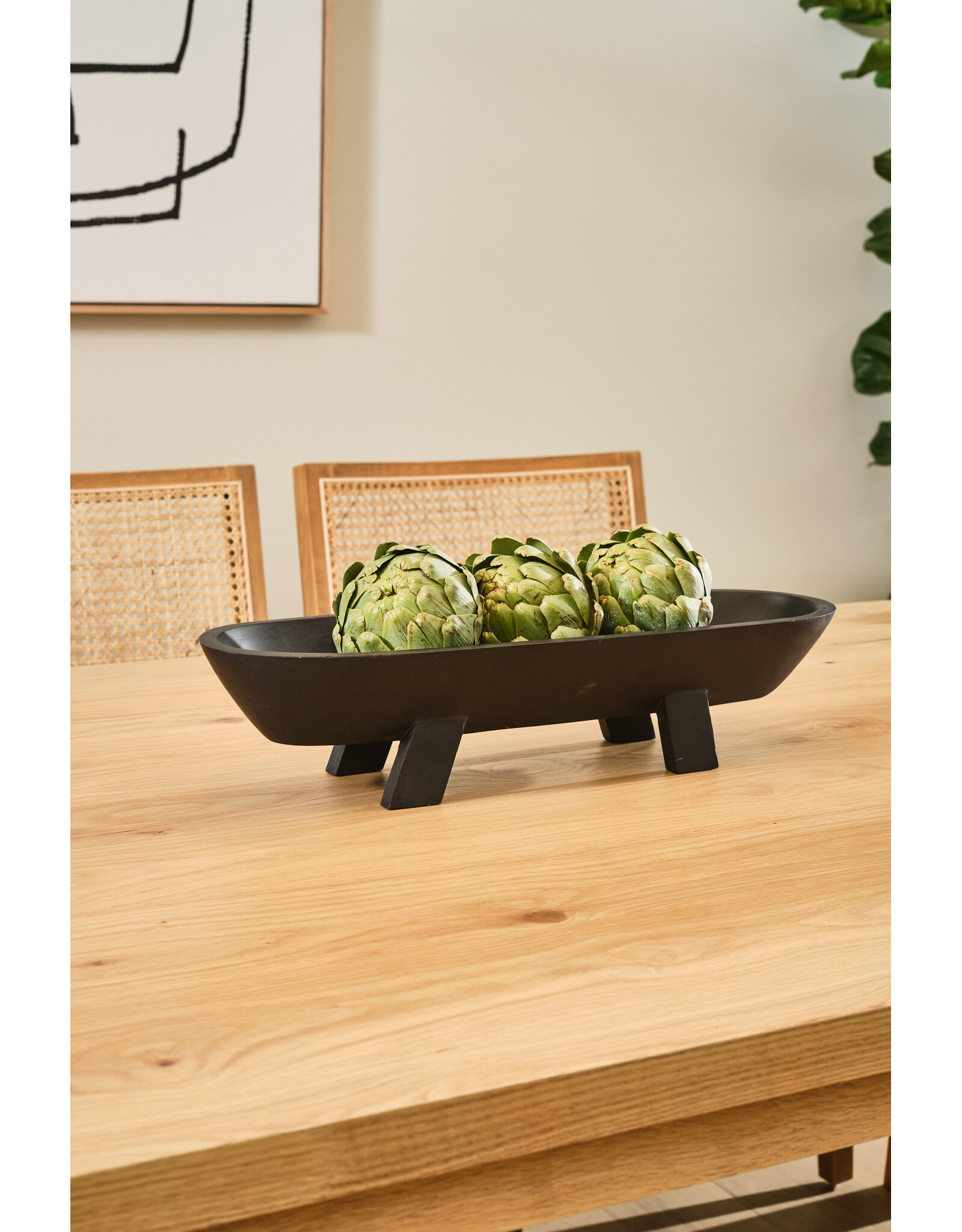 Black Mango Wood Footed Tray