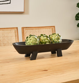 Black Mango Wood Footed Tray